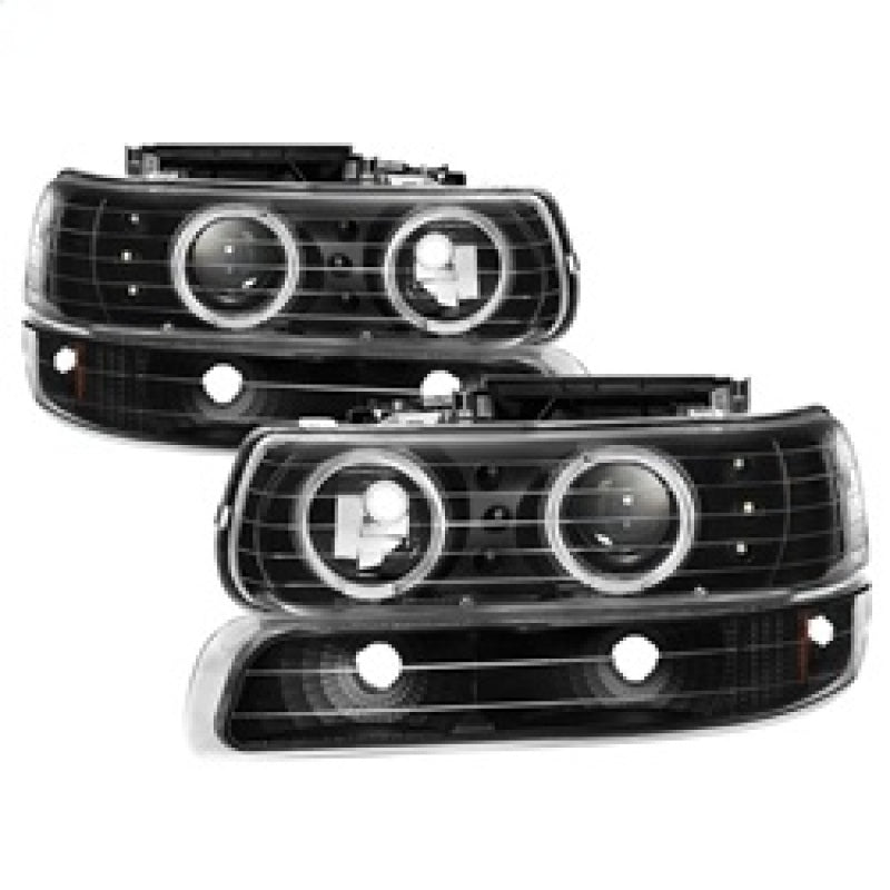 SPYDER xTune Chevy Silverado 1500/2500 99-02 Bumper Projector Headlights - LED - Black PRO-JH-CSIL99-SET-BK 9036781