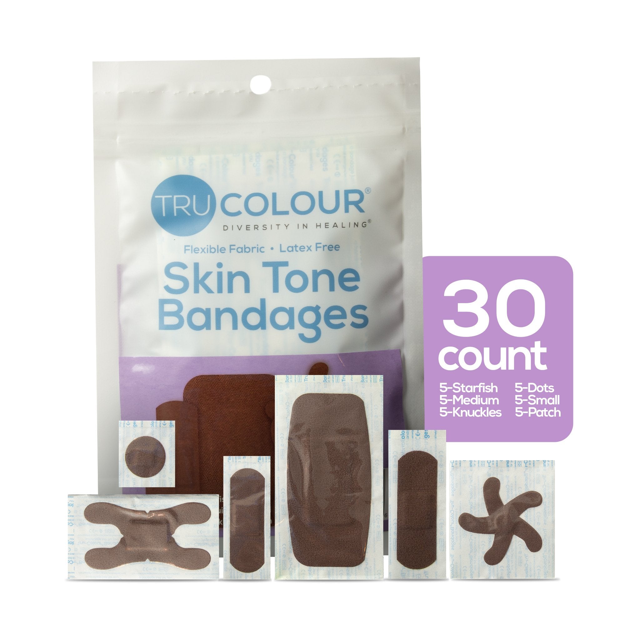 TruColour® Dark Brown Adhesive Strips, Assorted Shapes and Sizes TCB-PASD