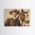 The Old West American Frontier Cowboy Framed Canvas Print, Western Decor, 50s Style Western Art, Farmhouse Decor, Southwestern Art
