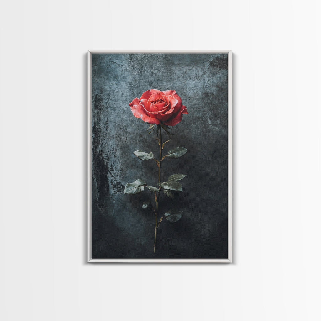 Red Rose Canvas Print, Art Print Roses Framed Canvas Print, Antique Flowers Print, Oil Painting Vintage Flowers, Ready To Hang, Flowers Wall Art