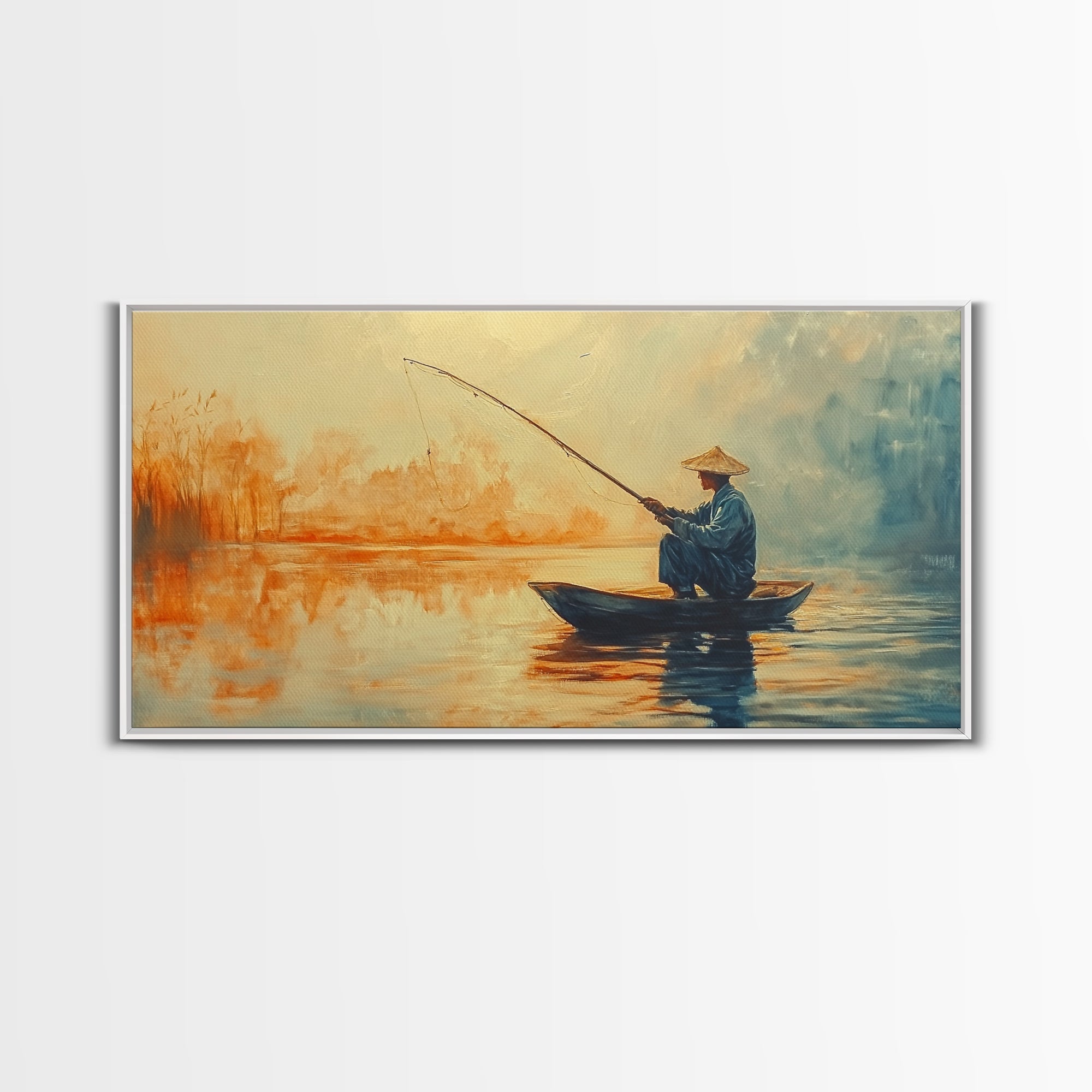 Wabi Sabi Fisherman Painting Print, Fishing Wall Art, Japanese Fisherman Watercolor Painting, Fishing Gift, Fisherman Gift IDea