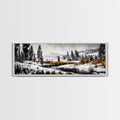 Winter Landscape Art, Snowy Mountain Decor, Modern Rustic Wall Art, Cabin Wall Decor, Nature Print, Framed Canvas Print