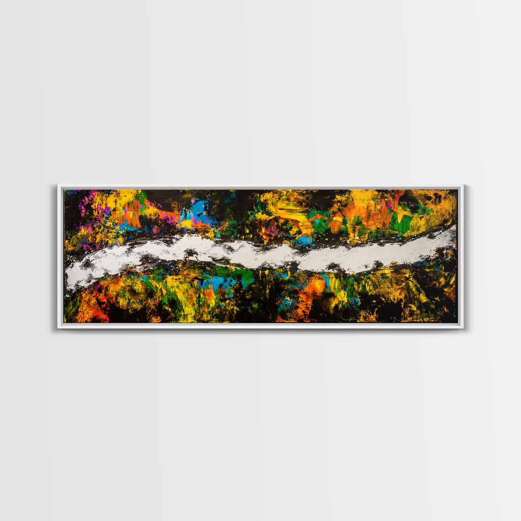 Abstract Chaos, Colorful Expressionism, Modern Wall Art, Framed Canvas Print, Bold Statement Piece, Office Decor