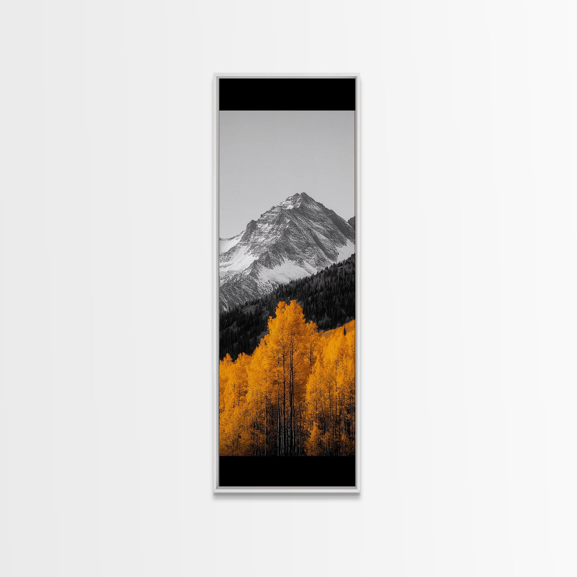 Autumn Aspen Trees, Mountain Range, Fall Foliage, Framed Canvas Print, Rustic Farmhouse Art, Living Room Wall Decor, Seasonal Nature Art
