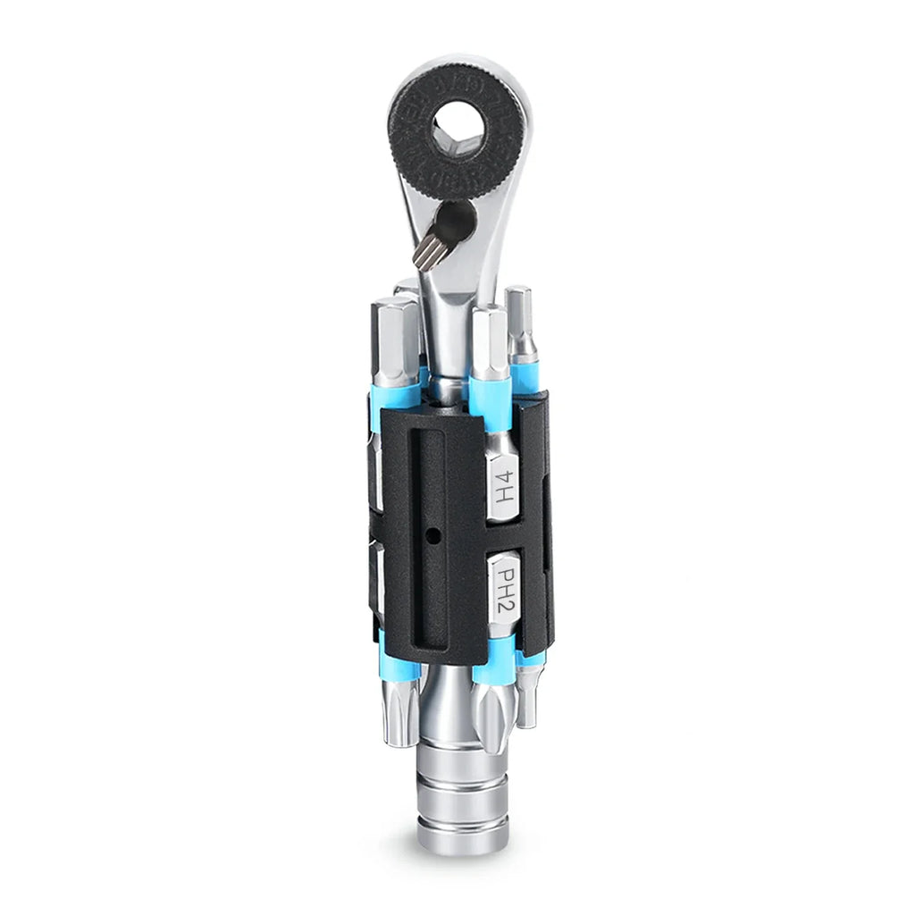S2 Alloy 1/4" Drive Ratchet Handle 72-Tooth Compact Bike Repair Kit with 8 Bits