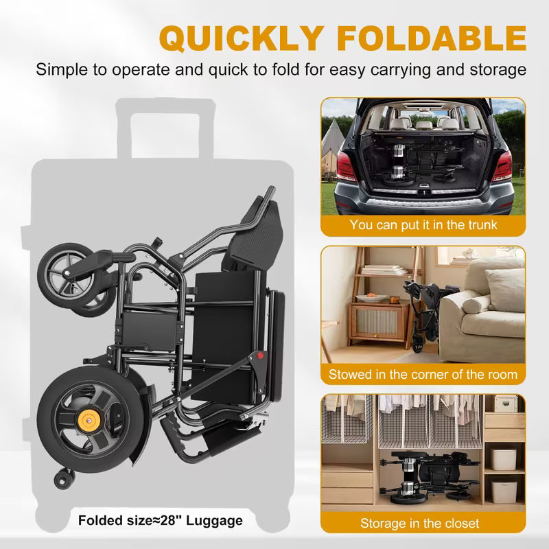 500W Foldable Electric Wheelchair – Thick One-Piece Back Cushion