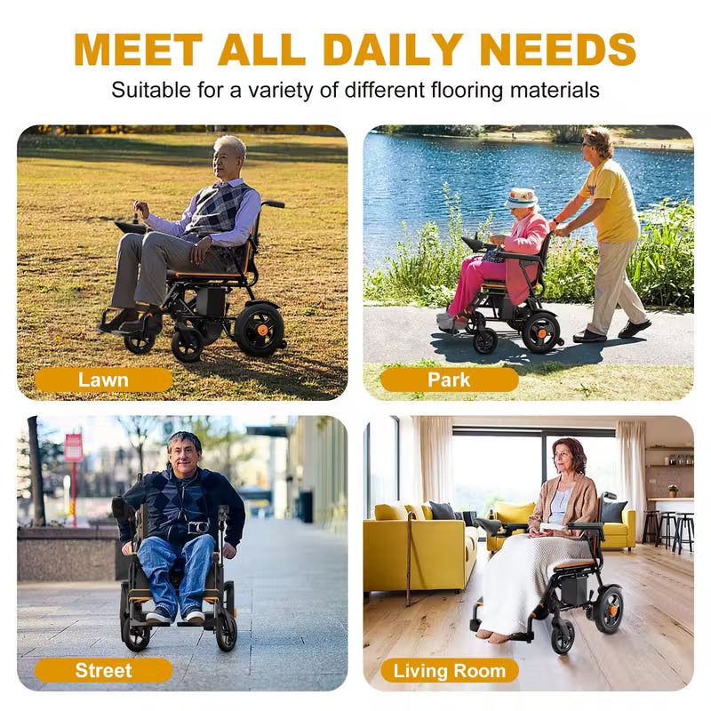 500W Foldable Electric Wheelchair – Thick One-Piece Back Cushion