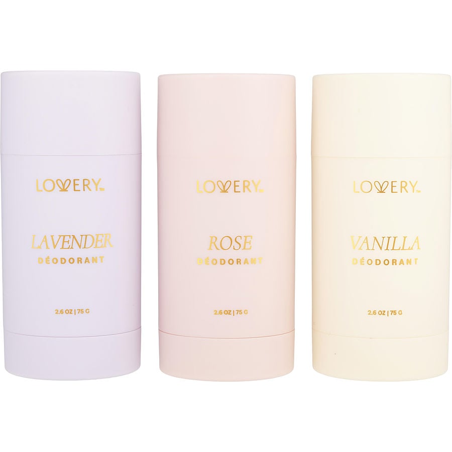 Lovery Variety By Lovery 3 Pc Deodorant Stick Set With Lavender & Rose & Vanilla And All Are 2.6 Oz