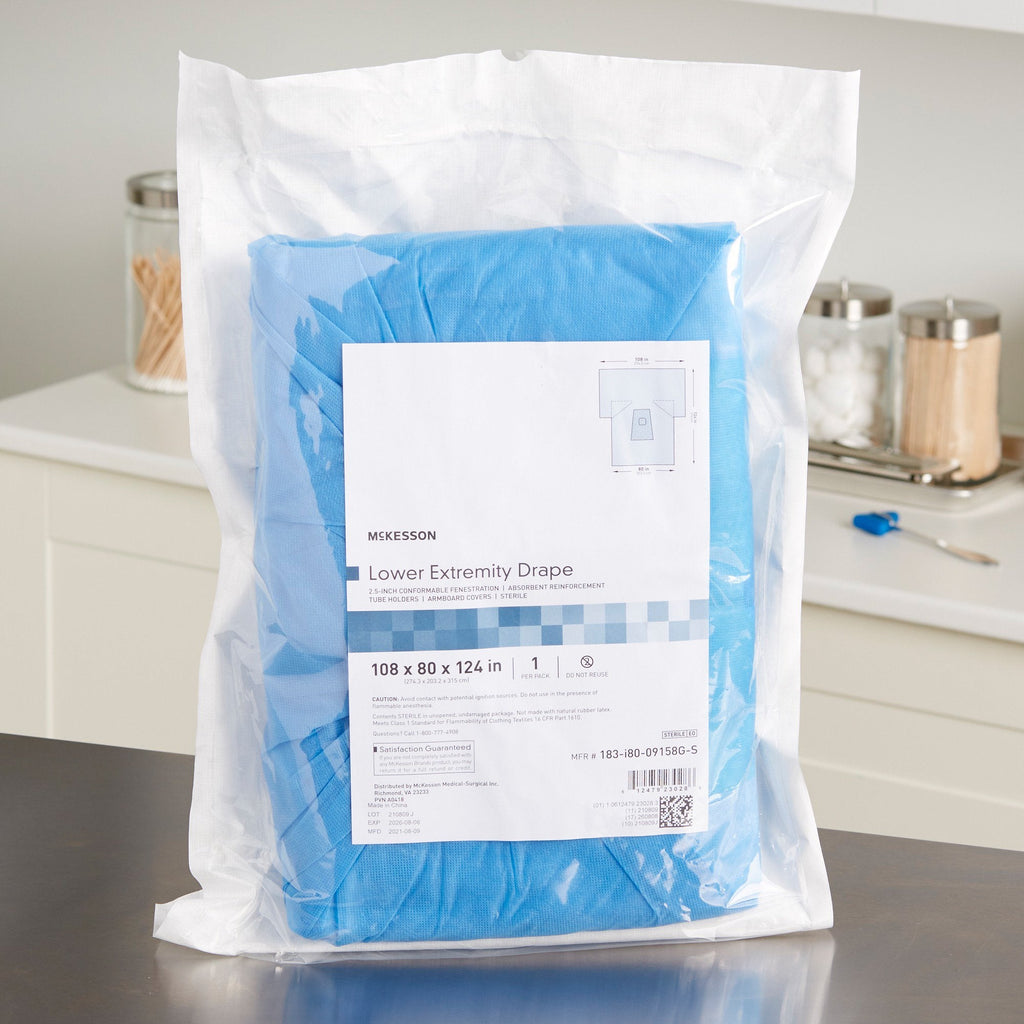McKesson Sterile Lower Extremity Drape, 108 x 80 x 124 Inch 183-I80-09158G-S