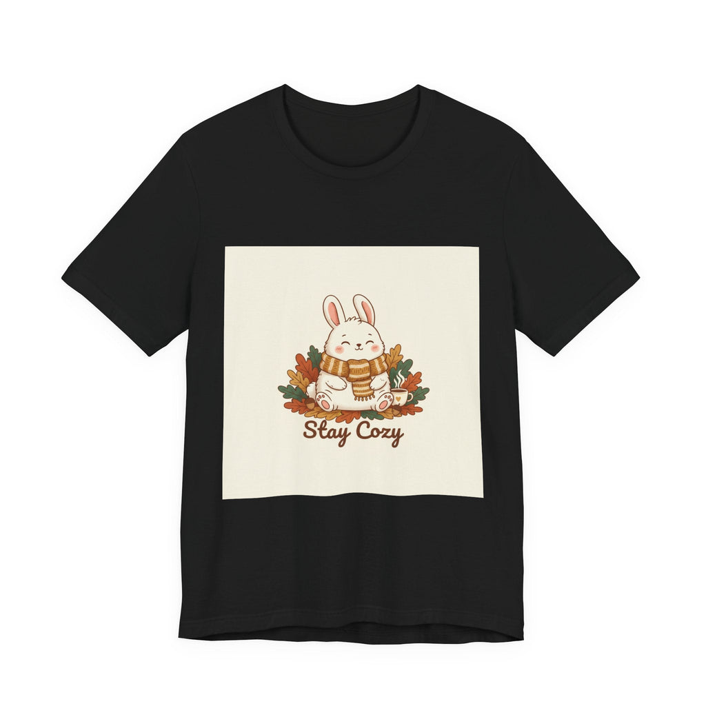 Stay Cozy Bunny T-Shirt | cute animal illustration, winter forest art
