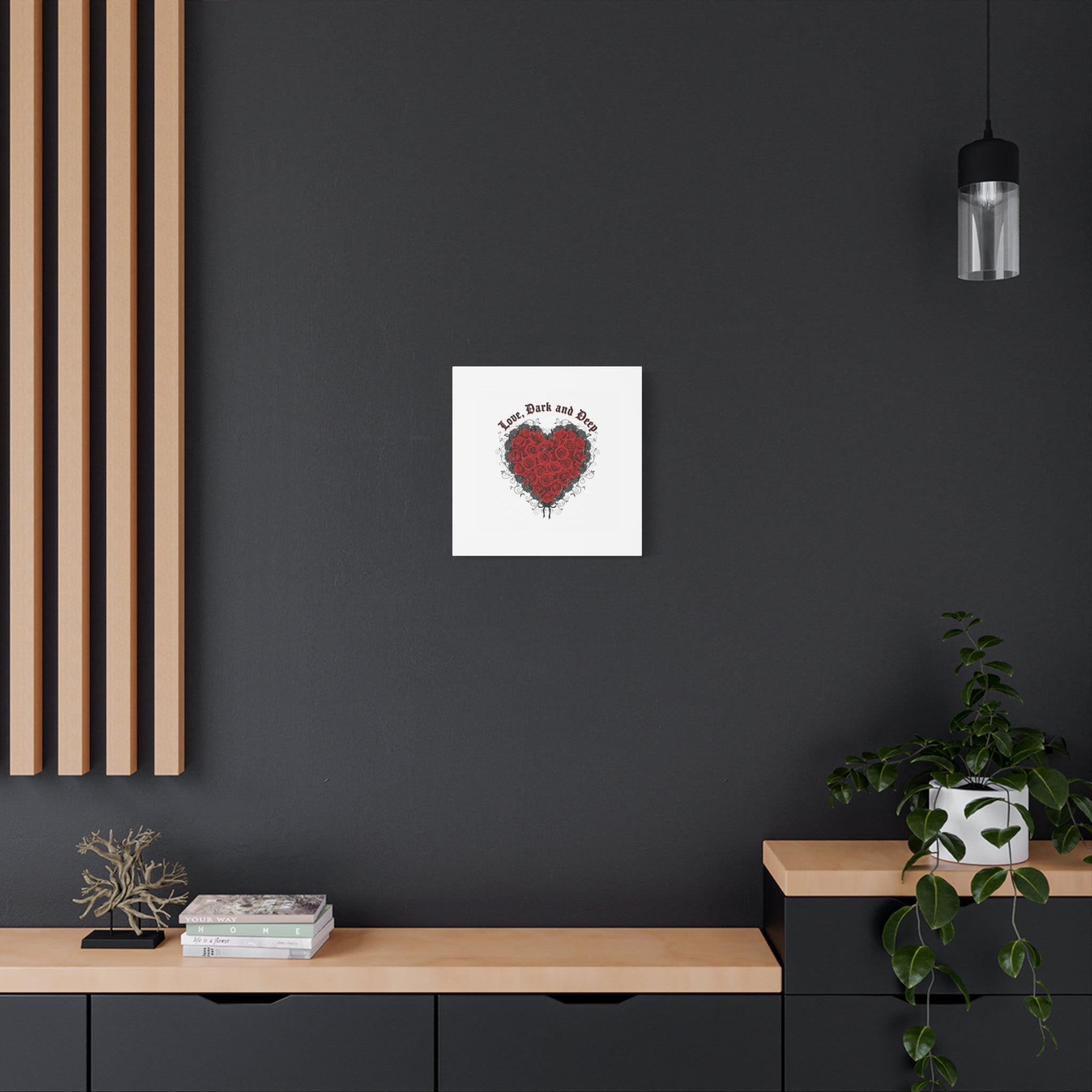 Love Dark and Deep Heart Canvas, Nu Romantic Gothic Romance, 80s Nostalgia