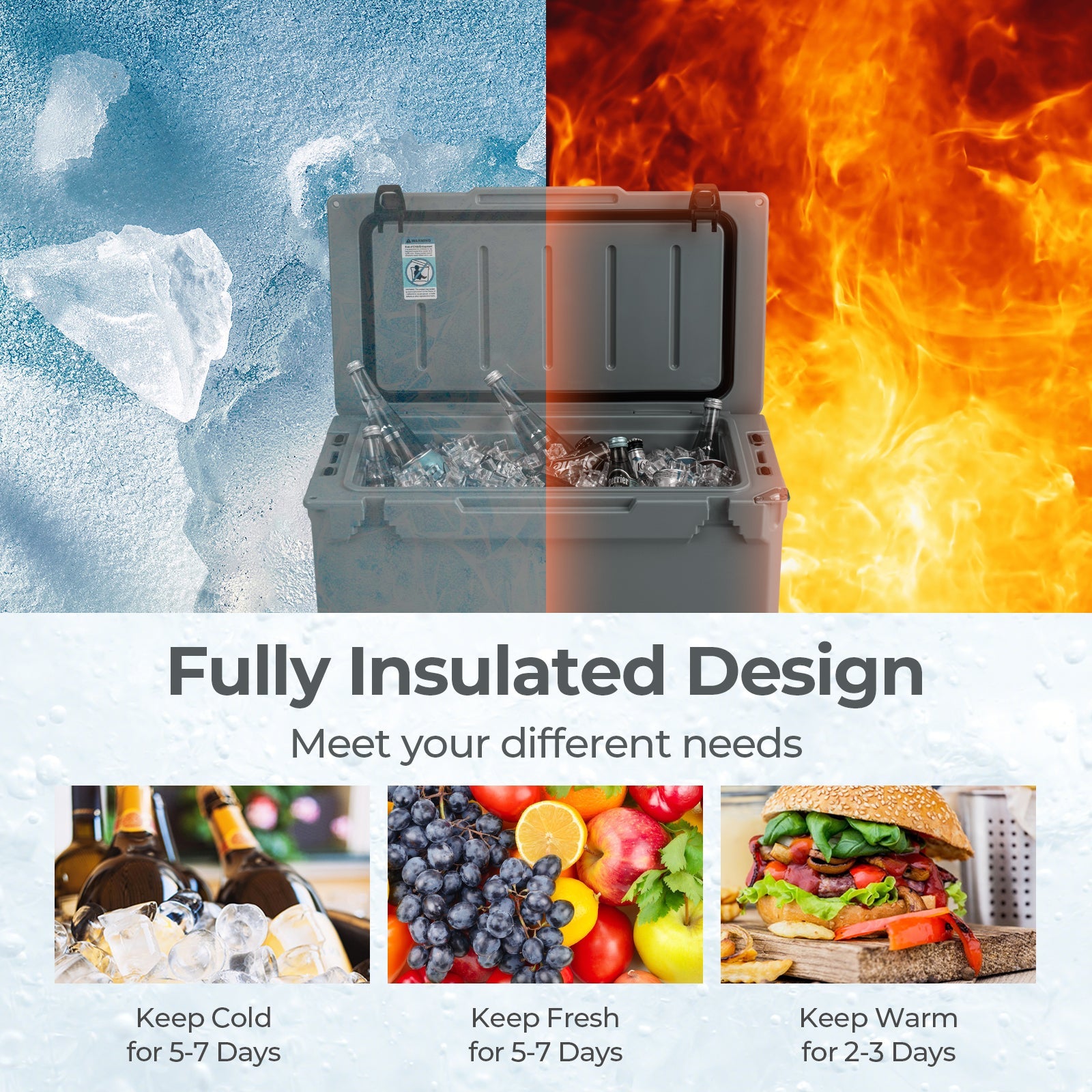 50 QT Rotomolded Cooler Insulated Portable Ice Chest with Integrated Cup Holders