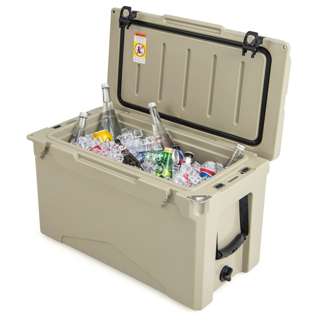 50 QT Rotomolded Cooler Insulated Portable Ice Chest with Integrated Cup Holders
