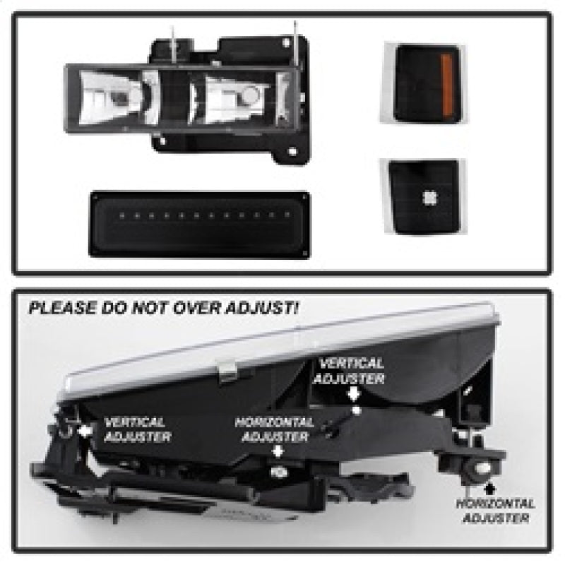SPYDER Xtune 92-94 Blazer Full Size Corner/LED Bumper Headlights Black HD-JH-CCK88-LED-AM-BK-SET 5069542