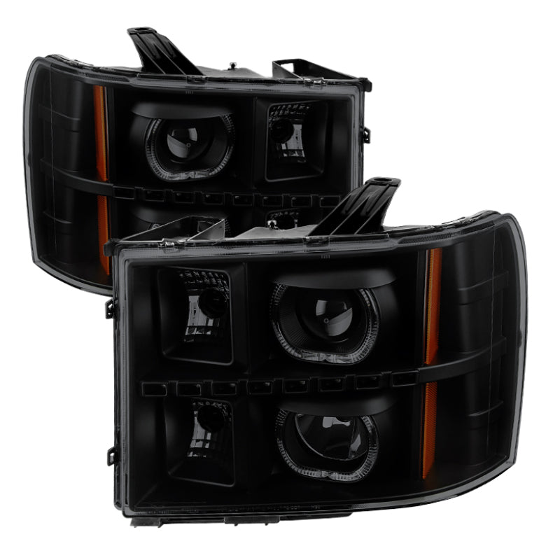 SPYDER Xtune GMC Sierra 2500/3500HD 07-13 Projector Headlights LED Halo- Black Smoked PRO-JH-GSIE07-CFB-BSM 9032271