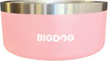 BigDog Dog Bowls, Dog Bowls for Large Dogs, Stainless Steel Dog Bowls, No Spill Dog Bowls, Dog Food and Water Bowl (100 Ounce, Pink)