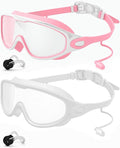 Rantizon Swim Goggles 2 Pack, Wide View Anti Fog&UV Swimming Goggles for Audlt, No Leaking Swim Glasses for Men Women Kids