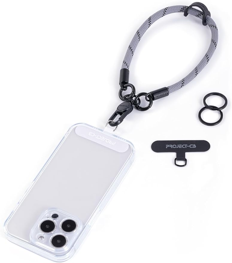 project-cb Phone Wrist Strap 1,Tether Tab 2,Phone Wristlet,Lanyard Wrist Strap,Key Holder,KeyChain,KeyRing×2(Gray)