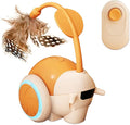 SlowTon Cat Interactive Toy for Indoor Cats - Remote Control Automatic Smart Moving Cat Toys with 2 Modes, Rechargeable Kitten Feather Toys for All Breeds of Bored Cats(Orange)
