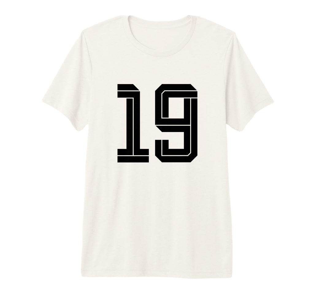19 White Number 19 Sports Fan Soccer T-Shirt - Unique Graphic for Adults