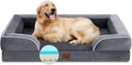 Comfort Expression Cooling Dog Bed, Memory Foam Orthopedic Dogs Beds for Extra Large Dogs, XL Dog Bed with Removable Cover, Waterproof Pet Beds Large with Bolster(X-Large,Leaden Grey)