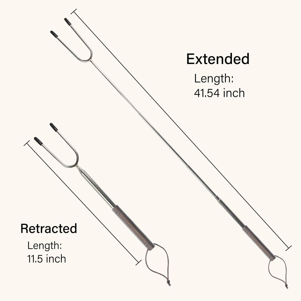Marshmallow Roasting Sticks for Fire Pit with Wooden Handle, 41 Inches Long, Telescoping SUS304 Stainless Steel Marshmallow Skewers, Extendable Hog Dog Campfire Roasting Sticks, Camping Accessories