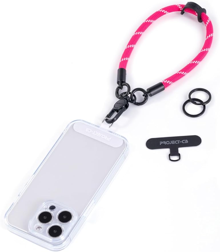 project-cb Phone Wrist Strap 1,Tether Tab 2,Phone Wristlet,Lanyard Wrist Strap,Key Holder,KeyChain,KeyRing×2(Magenta)