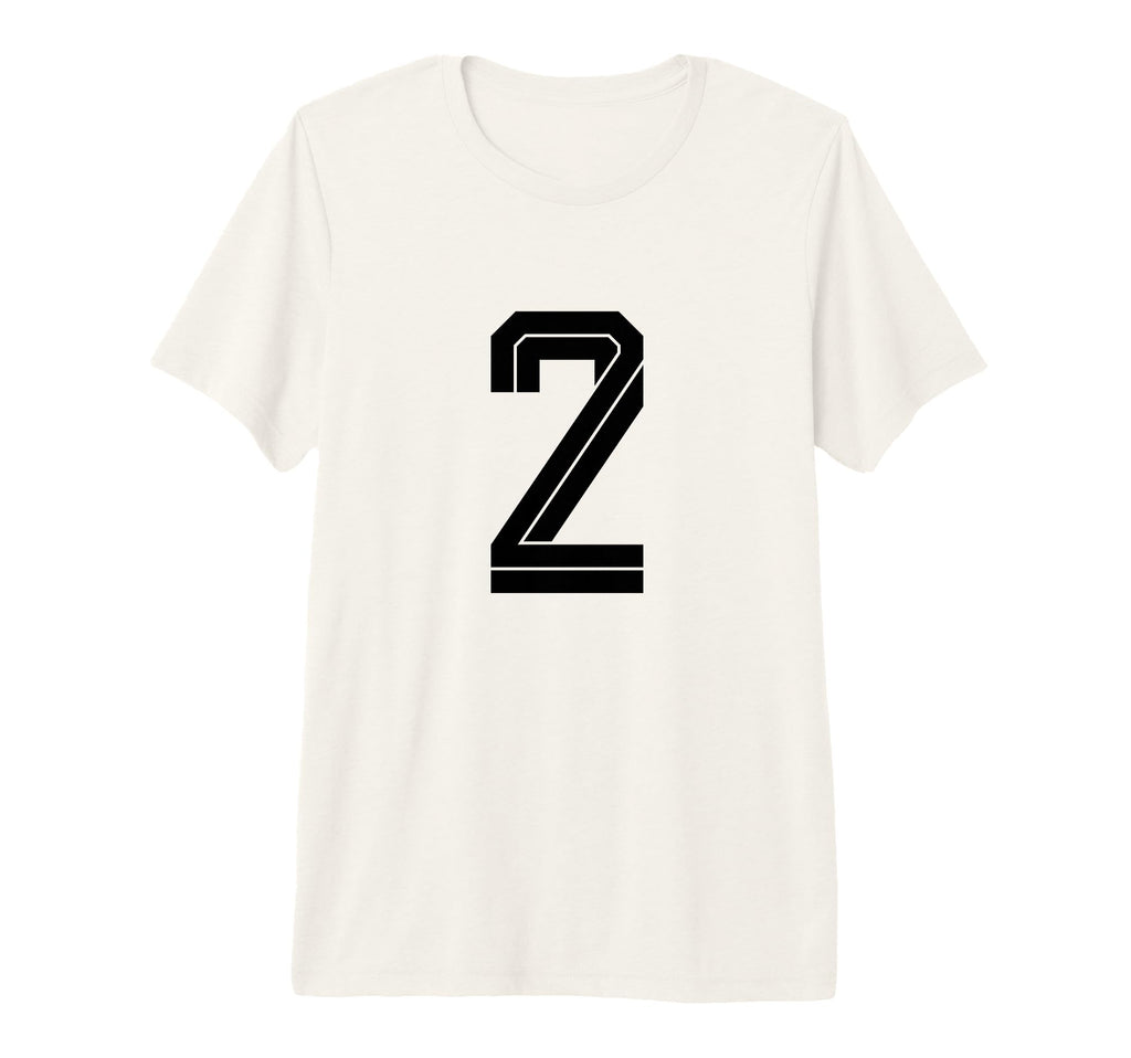 2 White Number 2 Sports Fan Soccer Tri T-Shirt - Streetwear Style Unisex