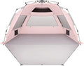 Oileus XX-Large Pop Up Beach Tent Sun Shelter for 5-6 Person Portable Sun Shade Instant Tent for Beach with Carrying Bag, Stakes, 6 Sand Pockets, Anti UV for Fishing Hiking Camping Pink