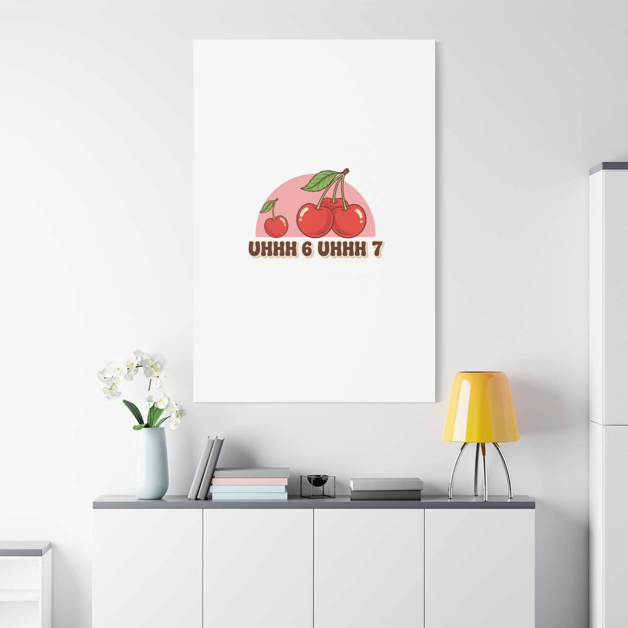 Six Severn Cherry Retro Graphic Canvas | kawaii fruit print, vintage cherry design