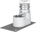 RIZZARI Automatic Pet Water Dispenser: 5L White Cats and Dogs Gravity Feeder - Stainless Steel Bowl - Outdoor Hiking Use