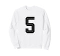 5 White Number 5 Sports Fan Soccer Sweatshirt - Novelty Apparel for Adults