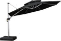 PURPLE LEAF 12 Feet Double Top Round Deluxe Patio Umbrella Offset Hanging Umbrella Outdoor Market Umbrella Garden Umbrella, Black