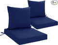 24x24 Inch Outdoor Cushions for Patio Furniture Set of 2, Waterproof Outdoor Chair Cushions w/Fade-Resistant, Removable & Machine-Washable Covers, Deep Seat Sofa/Couch Pads Replacement, Navy Blue