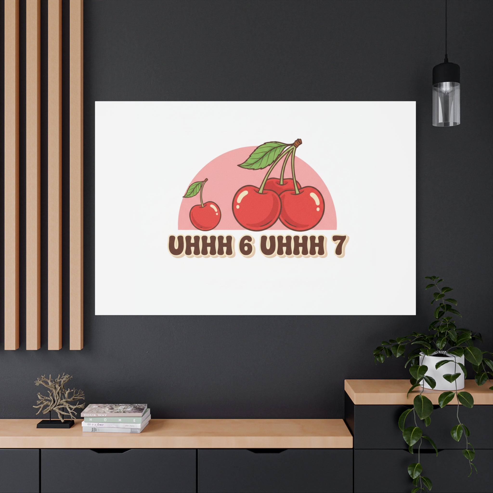 Six Severn Cherry Retro Graphic Canvas | kawaii fruit print, vintage cherry design
