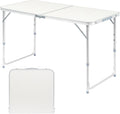 Outvita 4ft Portable Folding Camping Table, Outdoor Waterproof Adjustable Height Table, Aluminum Lightweight Suitcase Foldable Table for Picnic BBQ Beach Dining