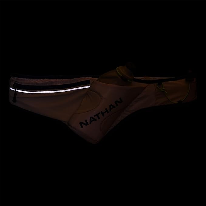 Nathan Peak Running Hydration Waist Pack Belt w/ Speed Draw Flask Water Bottle, 18oz/535 ml Push/Pull Race Cap, Expandable Zippered Stretch Pocket