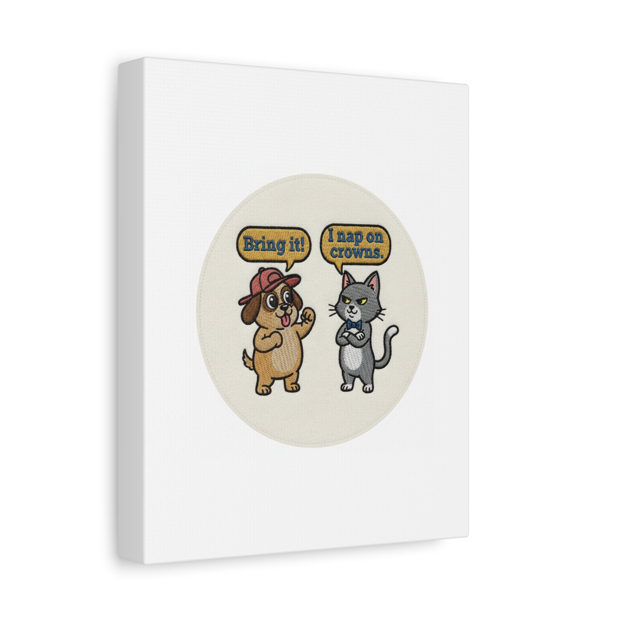 Funny Cat vs Dog Canvas | Pet Rivalry Wall Art