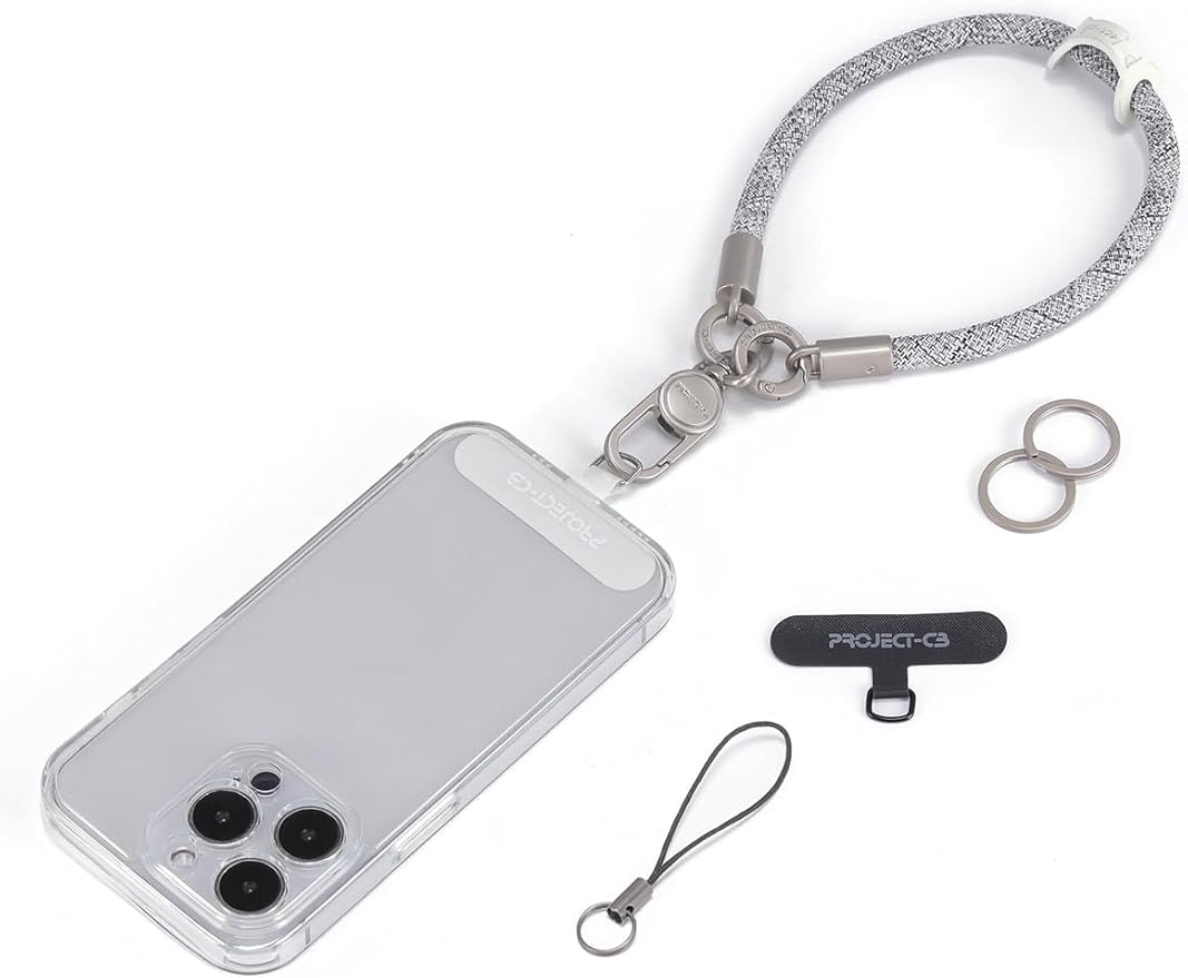 project-cb Phone Wrist Strap 1,Tether Tab 2,Phone Wristlet,Lanyard Wrist Strap,Key Holder,KeyChain,KeyRing×2(FoggyBlack-S)