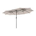 15 Feet Twin Patio Umbrella with 48 Solar LED Lights