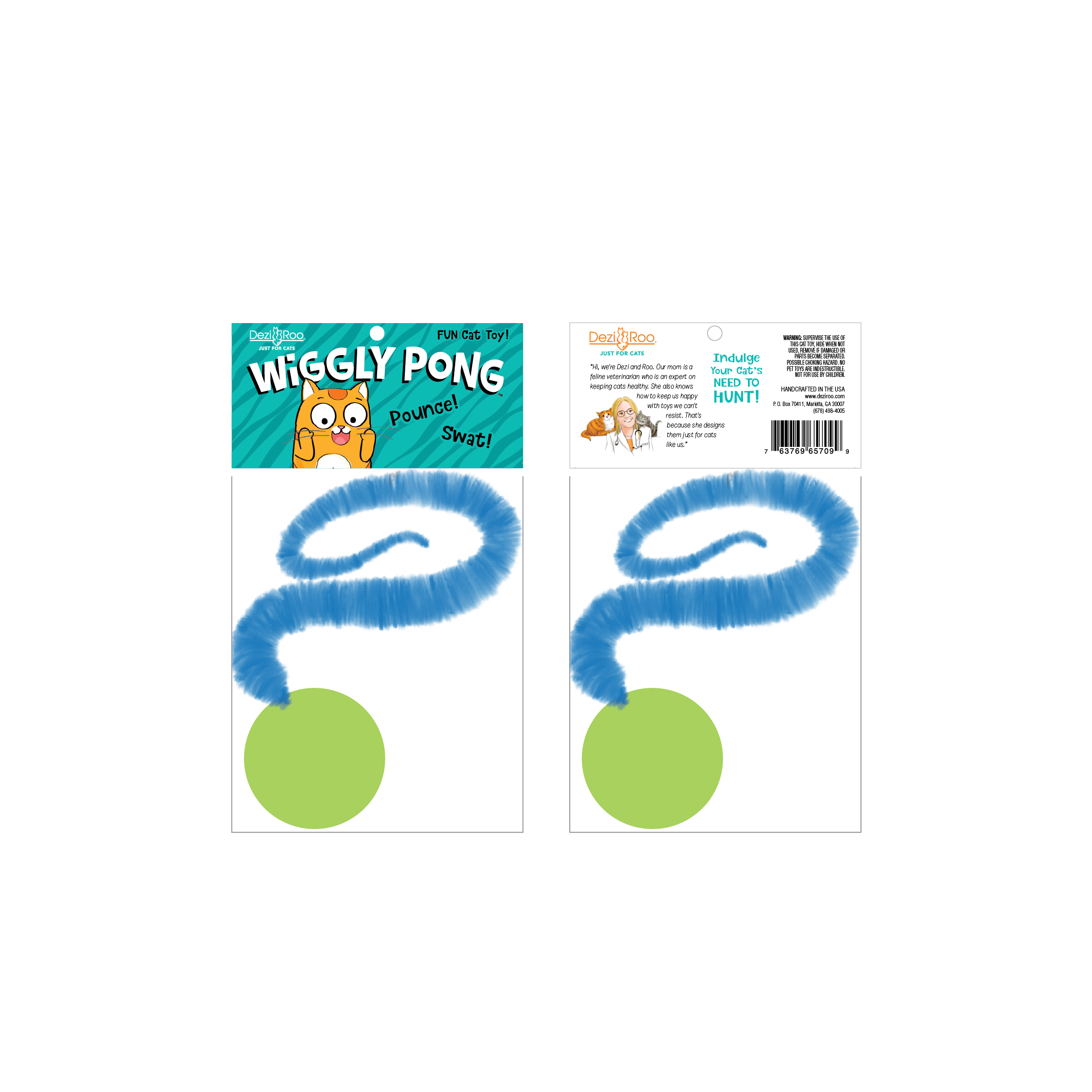 🐱🏓 Wiggly Ping Pong Cat Toy – Rattle Ball with Corkscrew Tail