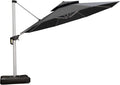 PURPLE LEAF 13 Feet Double Top Round Deluxe Patio Umbrella Offset Hanging Umbrella Outdoor Market Umbrella Garden Umbrella, Grey
