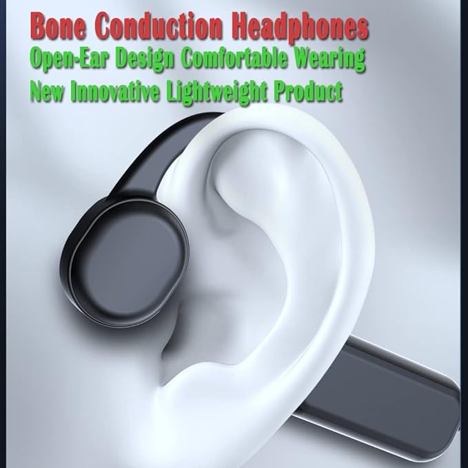 IHAO Swimming Headphones True Bone Conduction Open Ear Headset MP3 Player Built-in 32G Memory IP68 Underwater Waterproof Stereo Bluetooth Earphone for Driving Bicycling Running Skiing-X18 Black