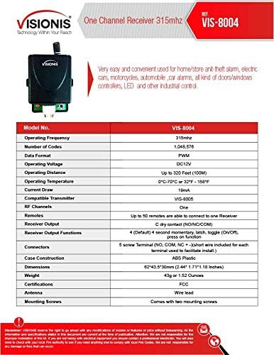 Visionis FPC-5018 One Door Access Control Outswinging Door 1200lbs Electromagnetic Lock Kit with Wireless Receiver and Remote Magnetic Lock System