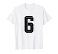 6 White Number 6 Sports Fan Soccer T-Shirt - Novelty Apparel Unisex