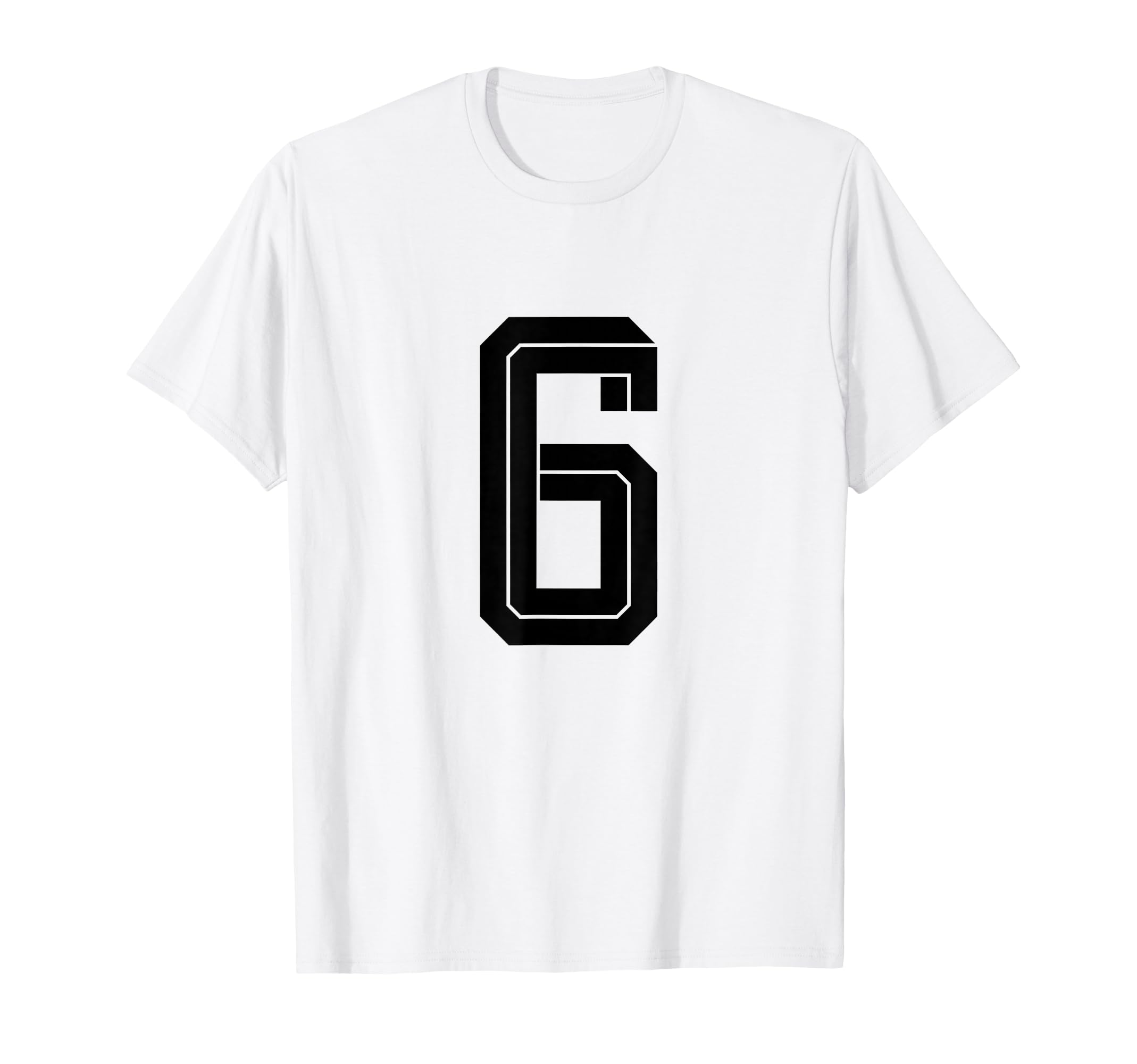 6 White Number 6 Sports Fan Soccer T-Shirt - Novelty Apparel Unisex