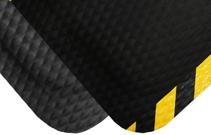 American Floor Mats Hog Heaven Premium 7/8" Black & Yellow Border 5' x 10' Nitrile Backed Anti-Fatigue Comfort Mat