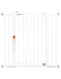 BABELIO 36" Extra Tall Dog Gate, 26-40" Wide Auto Close Baby Gate, Pressure Mounted Metal Pet, Easy Install No Drilling, No Tools Required, With Wall Protectors and Extension Kits, White