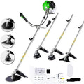 58CC Weed Wacker Brush Cutter, Gas Powered String Trimmer 4-in-1 Gas Weed Eater with 4 Detachable Heads Straight Shaft 2-Cycle for Weed, Brush(Green)