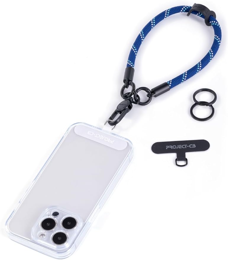 project-cb Phone Wrist Strap×1,Phone Tether Tab×2,Phone Wristlet,Phone Lanyard Wrist Strap,Key Holder,Keychain,Key Ring×2(Blue)